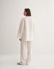 % 100 keten kesik detaylı gömlek ekru 2