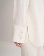 % 100 keten kesik detaylı gömlek ekru 4