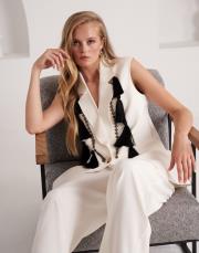 lisa yelekli takım ekru