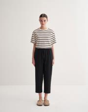 kk desıgn %100 keten havuç pantolon siyah