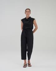 kk desıgn %100 keten havuç pantolon siyah 4