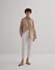 kk desıgn %100 keten havuç pantolon ekru