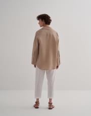 kk desıgn %100 keten havuç pantolon ekru 3