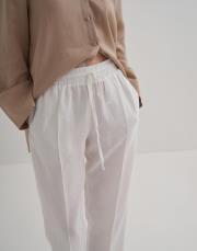 kk desıgn %100 keten havuç pantolon ekru 4