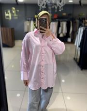 revizyon pamuk saten gömlek pembe