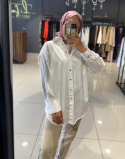 revizyon pamuk saten gömlek ekru