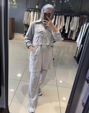 hilay anita pantolonlu takım gri