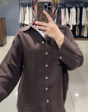 qooq store lin gömlek kahve 2