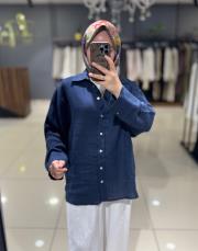qooq store lin gömlek lacivert