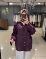 qooq store lin gömlek mürdüm