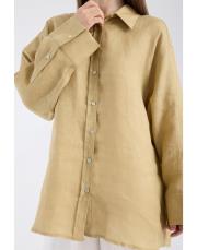 qooq store lin gömlek hardal