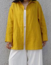 qooq store lin gömlek safran