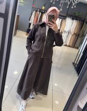 hilay alicia keten takım kahve