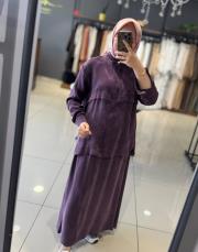 hilay jasmine etekli takım mürdüm