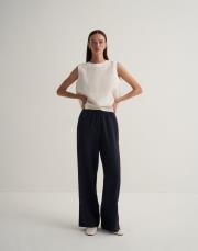 %100 keten palazzo pantolon lacivert