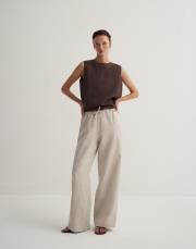 keten çizgili palazzo pantolon naturel