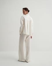 keten çizgili palazzo pantolon ekru 3