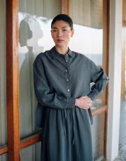 keten kısa gömlek antrasit