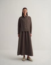 keten kısa gömlek tozlu kahverengi