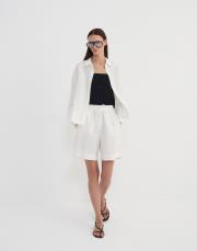 keten kısa gömlek ekru