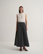 keten pervaz detaylı etek antrasit