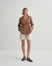 v yaka düğme kapamalı gömlek turuncu 2