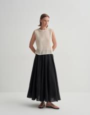 dökümlü lyocell etek siyah 2