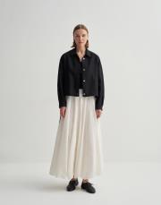 dökümlü lyocell etek ekru