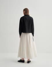 dökümlü lyocell etek ekru 4