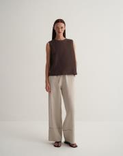 keten kolsuz bluz kahve