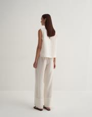 keten kolsuz bluz ekru 2