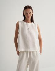 keten kolsuz bluz ekru 3