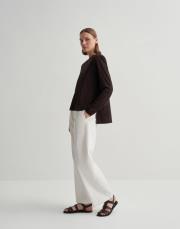 rayon karışımlı vatkalı bluz kahve 2