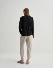 %100 keten pileli havuç pantolon naturel 3