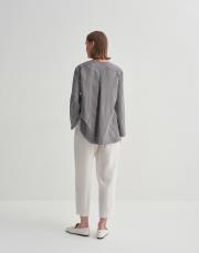 %100 keten pileli havuç pantolon ekru 3