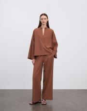 hakim yaka bluzlu takım kiremit