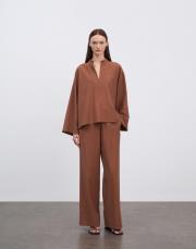 hakim yaka bluzlu takım kiremit 3