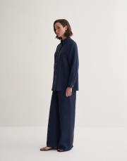 kk desıgn %100 keten oversıze gömlek lacivert 2