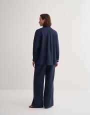kk desıgn %100 keten oversıze gömlek lacivert 4