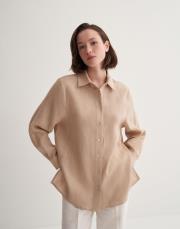 kk desıgn %100 keten oversıze gömlek bej 4