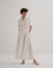 kk desıgn büzgü detaylı etek ekru