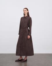 keten kol detaylı elbise kahve 3
