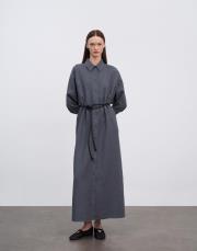 keten kol detaylı elbise antrasit