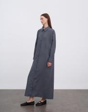 keten kol detaylı elbise antrasit 2