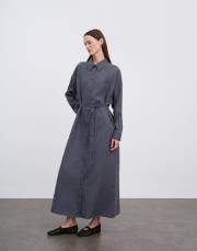 keten kol detaylı elbise antrasit 3