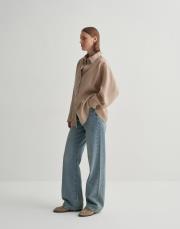 keten manşet detaylı gömlek tereyağ 2