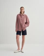 keten manşet detaylı gömlek gül kurusu 2