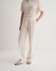 %100 keten straight fit pantolon ekru 3