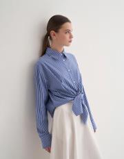 kk desıgn çizgili oversıze gömlek mavi 4