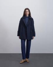 kk desıgn manşet detaylı koton trençkot lacivert